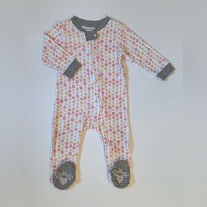 Burt's Bees Baby White, Pink, Purple Floral Zippered Footie 3-6M